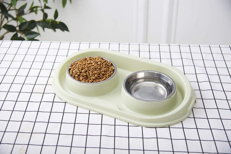 MXCELL Double Dog Cat Food Bowls, Stainless Steel Pet Bowls Dog Water Bowls with No-Spill and Non-Skid PP Station, Food Water Feeder for Cats and Small Dogs - Image 4